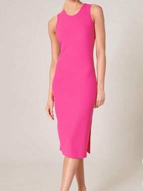 Sugarlips Ribbed Tank Midi Dress - Hot Pink